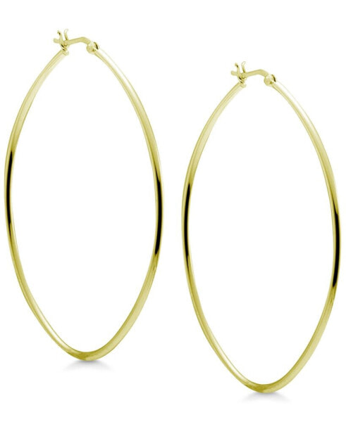 Oval 3" Extra Large Hoop Earrings in Silver-Plate