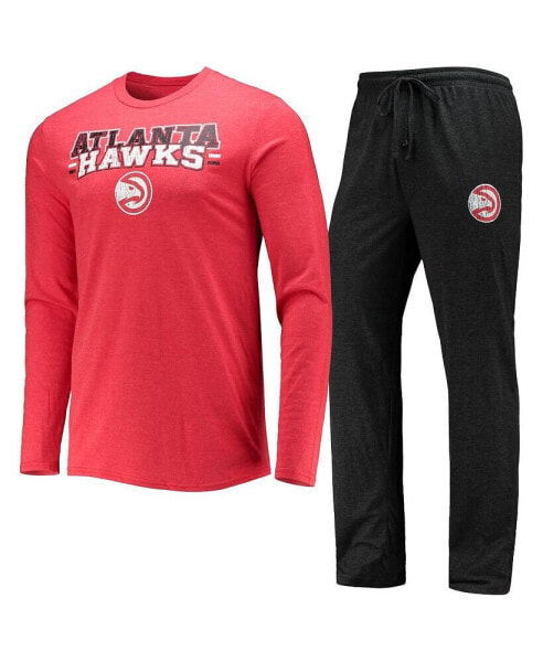 Men's Black, Red Atlanta Hawks Long Sleeve T-shirt and Pants Sleep Set
