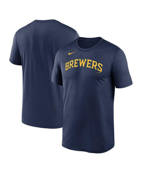 Men's Navy Milwaukee Brewers New Legend Wordmark T-shirt