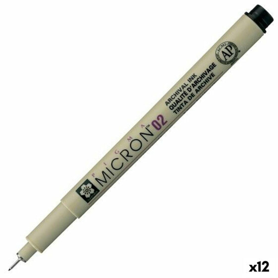 Фетр Talens Sakura Pigma Micron 02 Чёрный (12 штук)