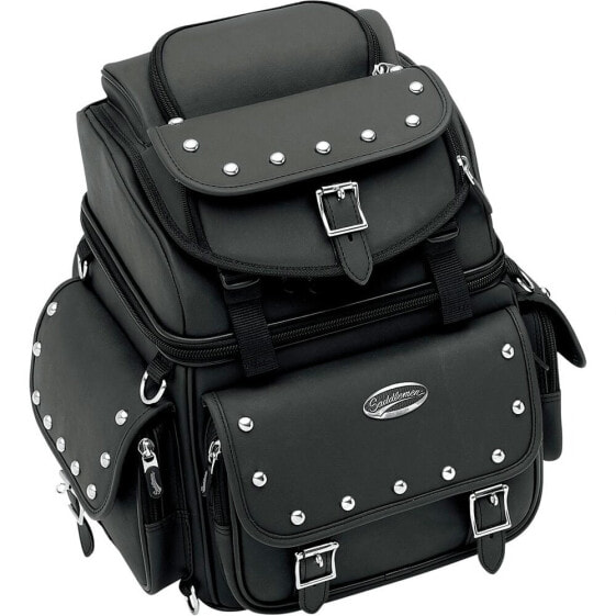 SADDLEMEN BR1800EX/S Studded Combination Backrest/Seat/Sissy Bar 29.5L Motorcycle Bag