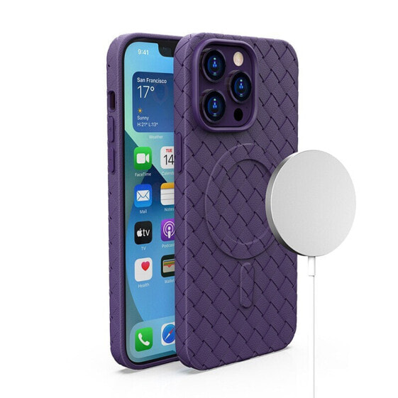 Чехол для смартфона Hurtel Etui pleciony do iPhone 13 z MagSafe Woven Case фиолетовый