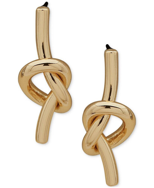 Gold-Tone Knotted Bar Drop Earrings