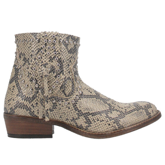 Dingo Clementine Snake Print Studded Booties Womens Beige Casual Boots DI866-020