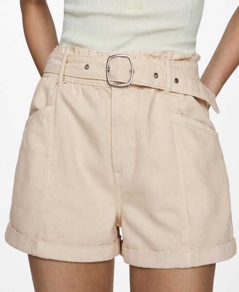 Women's Belt Detail Denim Shorts