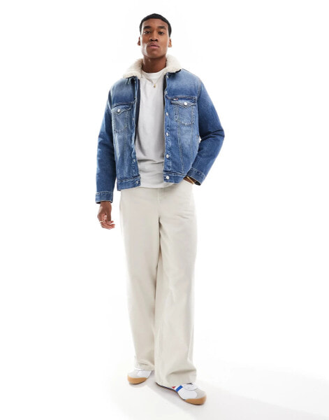 Tommy Jeans Ryan Sherpa 3-in-1 Denim Trucker Jacket in Blue