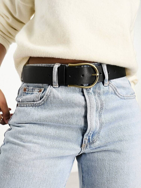 ASOS DESIGN half moon waist and hip jeans belt in black 