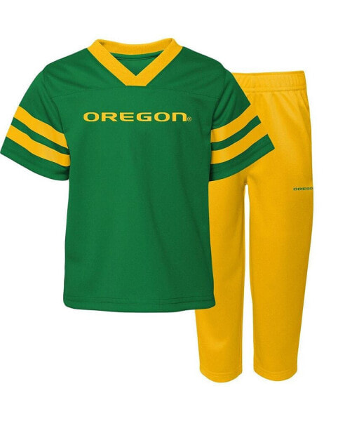 Little Boys Green, Yellow Oregon Ducks Red Zone Jersey and Pants Set