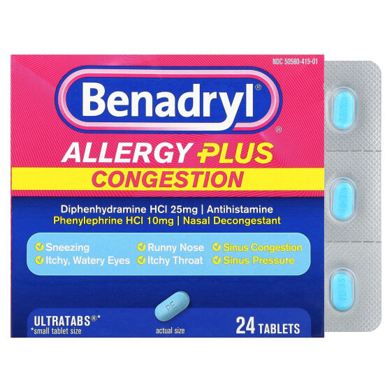 Allergy Plus, Congestion, 24 Tablets