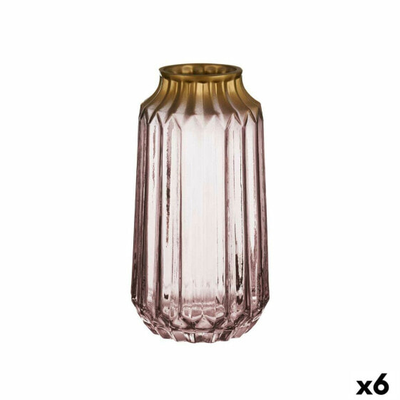 Vase Pink Glass 13 x 23,5 x 13 cm (6 Units)