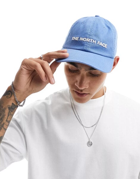 The North Face script logo baseball cap in blue