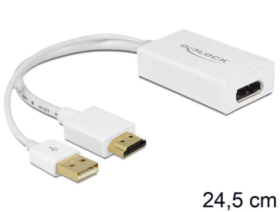 Delock 62496 - 0.245 m - DisplayPort - HDMI + USB - Male - Female - Gold