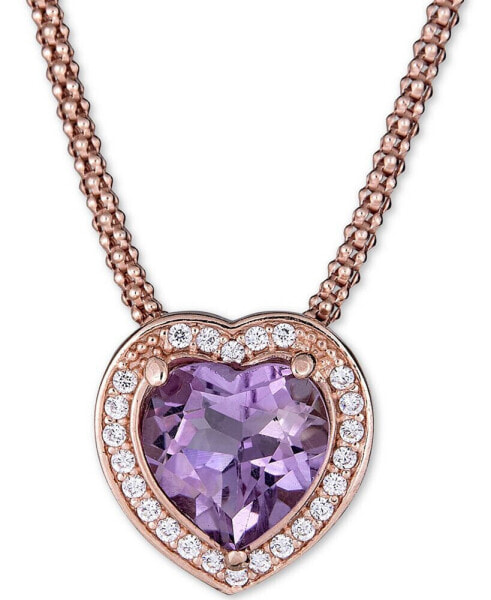 Macy's amethyst (2-1/3 ct. t.w.) & White Topaz (1/3 ct. t.w.) Heart 17" Pendant Necklace in 14k Rose Vermeil over Sterling Silver