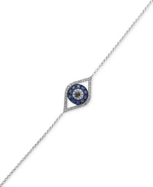 EFFY® Sapphire (1/4 ct. t.w.) and Diamond (1/6 ct. t.w.) Evil Eye Bracelet in 14k White Gold(Also Available In 14k Yellow Gold)