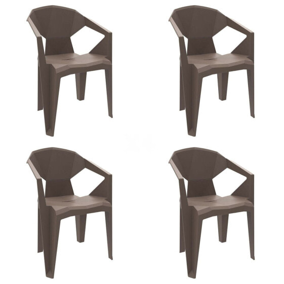 Garden chair Garbar Delta Brown Chocolate polypropylene 53 x 80 x 55 cm 53 x 55 x 80 cm 4 Units (4 Pieces)