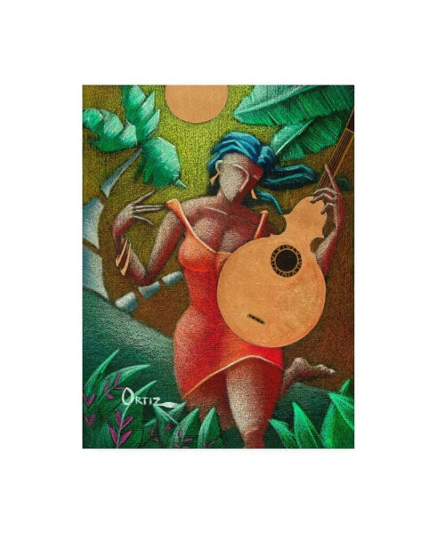 Oscar Ortiz Red Dress and Guitar Canvas Art - 19.5" x 26"