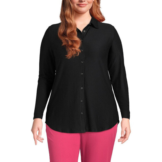 Plus Size Long Sleeve Soft Performance Roll Tab Tunic