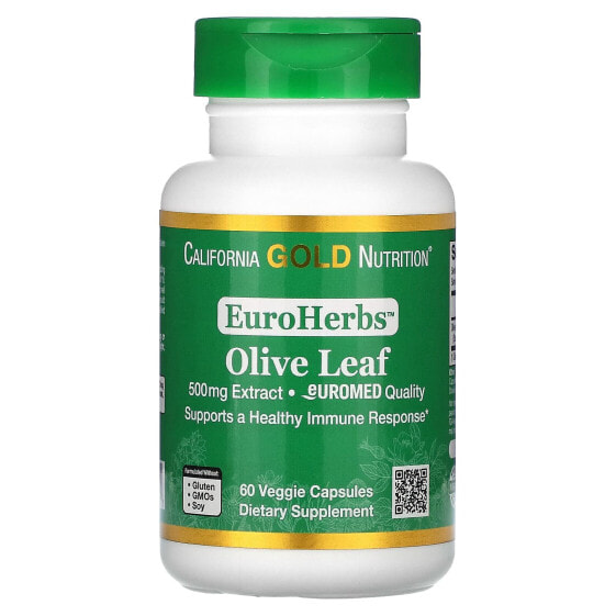 Травяные капсулы California Gold Nutrition Olive Leaf Extract, European Quality 500 мг, 60 шт.