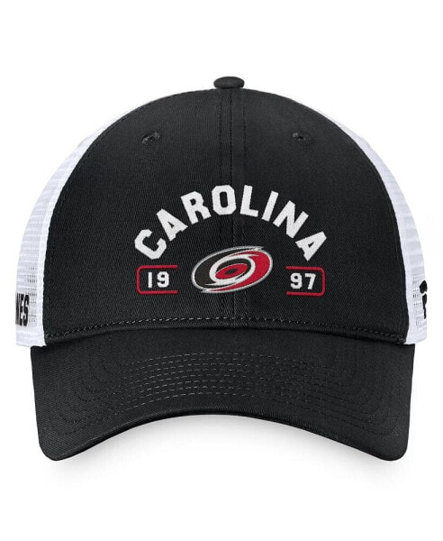 Men's Black/White Carolina Hurricanes Free Kick Trucker Adjustable Hat