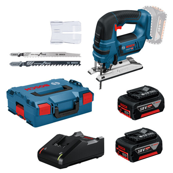 Bosch Akku Stichsäge GST 18V-LI B mit 2x 4,0Ah Akkus, Lader GAL 18V-40 in L-Boxx