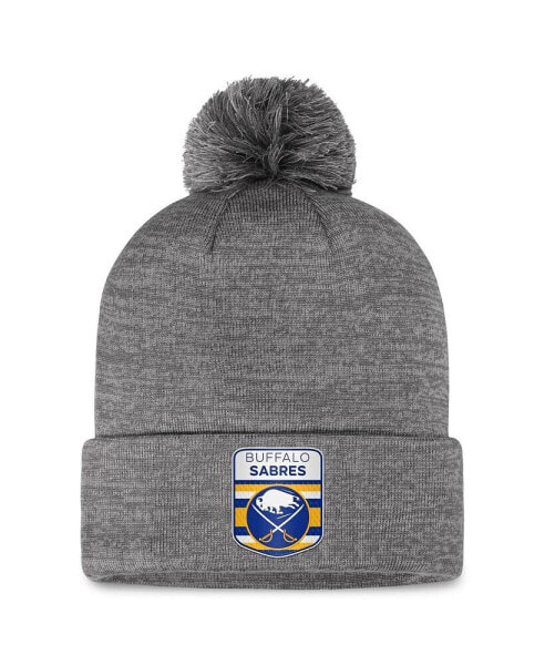 Men's Gray Buffalo Sabres Authentic Pro Home Ice Cuffed Knit Hat with Pom