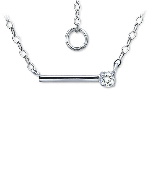 Cubic Zirconia Solitaire Bar Pendant Necklace, 16" + 2" extender, Created for Macy's