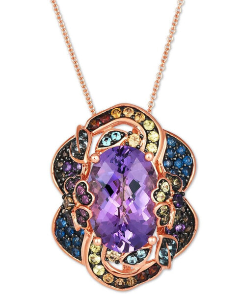 Le Vian crazy Collection® Multi-Gemstone Flower Inspired 20" Adjustable Pendant Necklace (7-7/8 ct. t.w.) in 14k Rose Gold