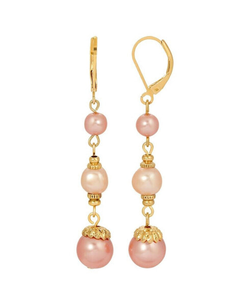 Pink and White Drop Imitation Pearl Earrings