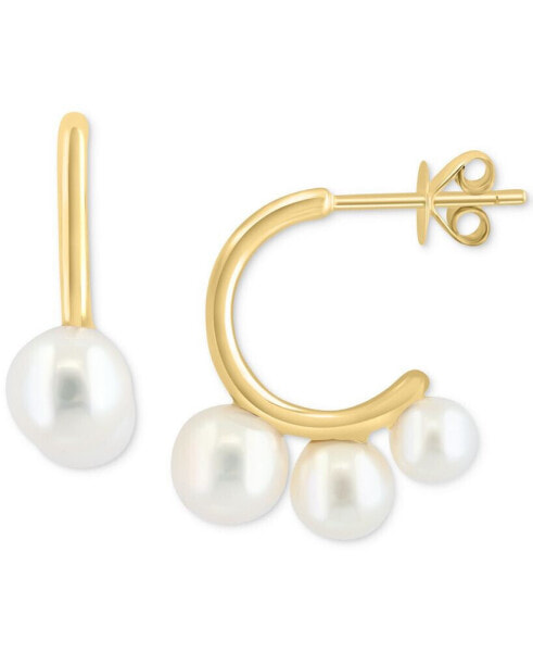 EFFY® Freshwater Pearl (4-6mm) Graduated Hoop Earrings in 14k Gold-Plated Sterling Silver