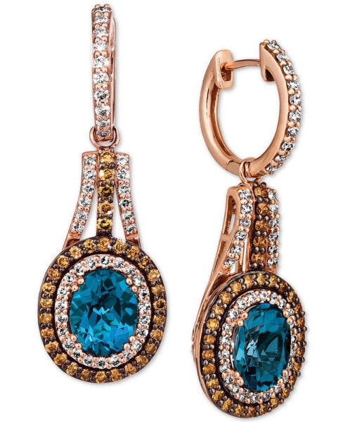 Deep Sea Blue Topaz (3-1/2 ct. t.w.) & Diamond (1-5/8 ct. t.w.) Drop Earrings in 14k Rose Gold