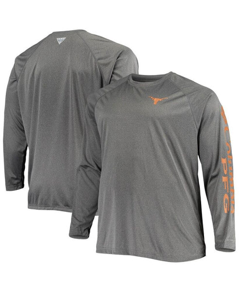 Men's Charcoal Texas Longhorns Big and Tall Terminal Tackle Omni-Shade Long Sleeve Raglan T-shirt