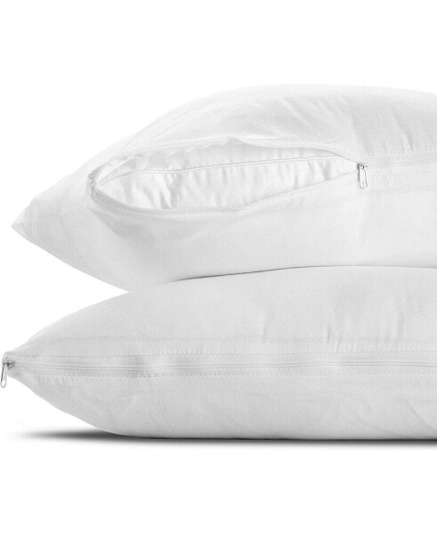Poly-Cotton Zippered Pillow Protector - 200 Thread Count - Protects Against Dust, Dirt, and Debris - Queen Size - 8 Pack