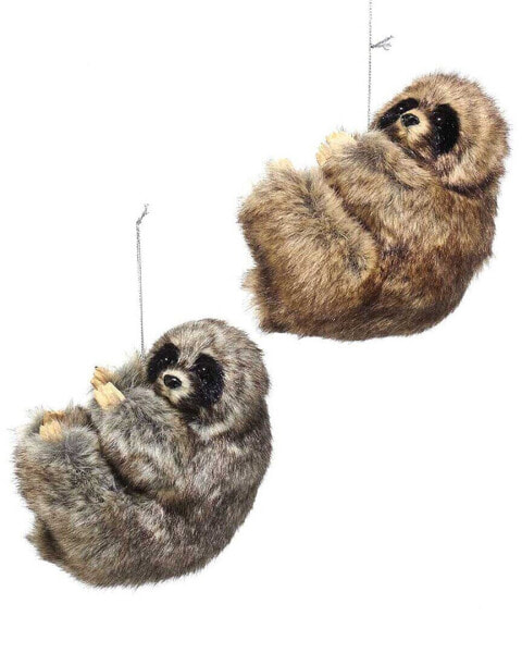 Kurt Adler 4In Sloth Christmas Ornaments (2 Assorted) Multicolor