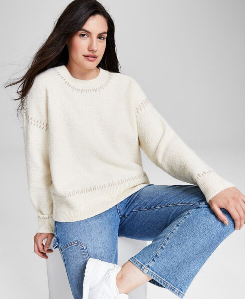 Women's Whipstitch Crewneck Sweater, Created for Macy's