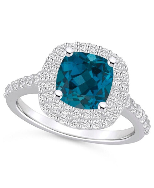 Кольцо Macy's London Blue Topaz & Diamond Halo.