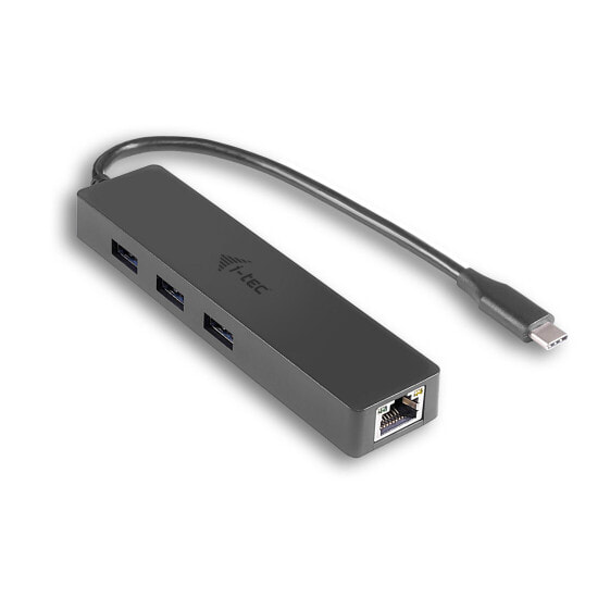 i-tec Advance USB-C Slim Passive HUB 3 Port + Gigabit Ethernet Adapter - USB 3.2 Gen 1 (3.1 Gen 1) Type-C - RJ-45,USB 3.2 Gen 1 (3.1 Gen 1) Type-A - 5000 Mbit/s - Black - LAN - 0.16 m