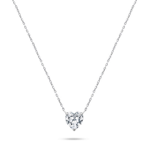 Sparkling Silver Heart Necklace NCL53W