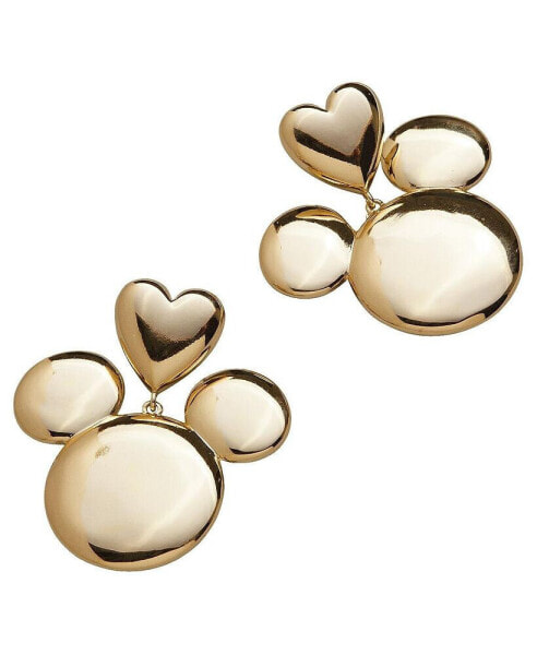 Women's Mickey Mouse Gold Heart Earrings