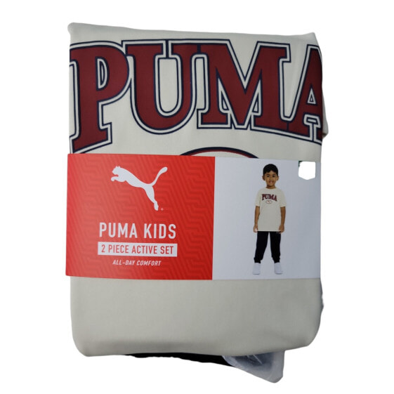 Puma Toddler Boys Active Elastic Waistband Graphic Tee and Jogger Set