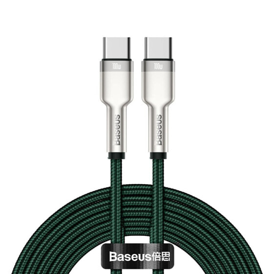 Przewód kabel USB-C - USB-C Cafule Metal Data Power Delivery 100W 2m - zielony