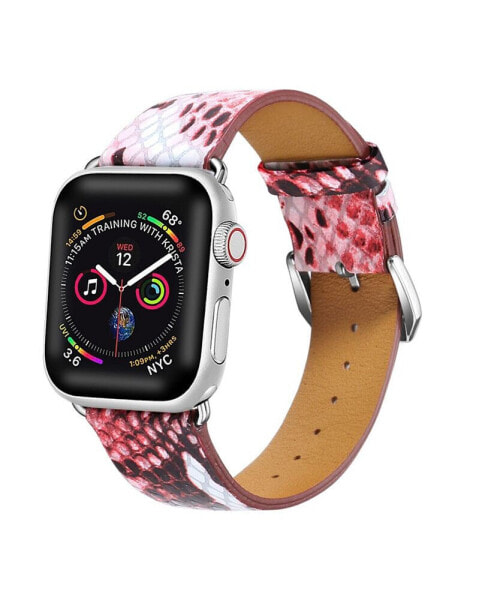 Men's and Women's Apple Red Leather Replacement Band 44mm