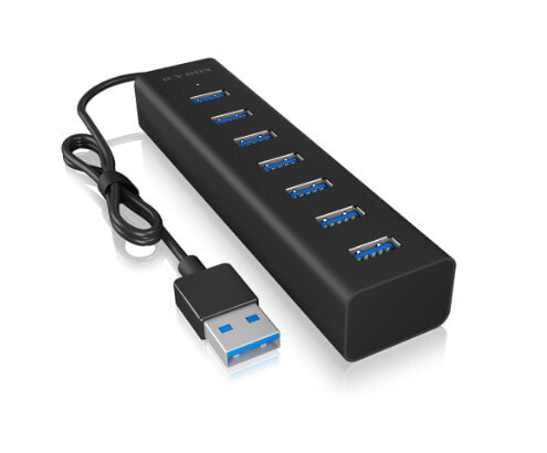 ICY BOX IB-HUB1700-U3 - USB 3.2 Gen 1 (3.1 Gen 1) Type-A - USB 3.2 Gen 1 (3.1 Gen 1) Type-A - 5000 Mbit/s - Black - Aluminium - Access - Power