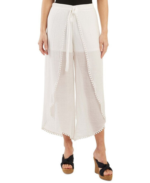 Juniors' Tie-Front Gauze Cropped Pants