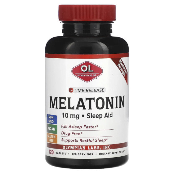 БАД с мелатонином Olympian Labs, Time Release, 10 мг, 120 таблеток