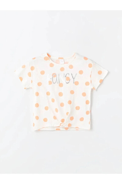 baby Bisiklet Yaka Baskılı Kısa Kollu Kız Bebek Tişört