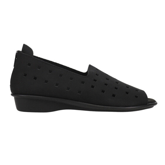 Sesto Meucci Evonne Nubuck Perforated Slip On Womens Black Flats Casual 207081-