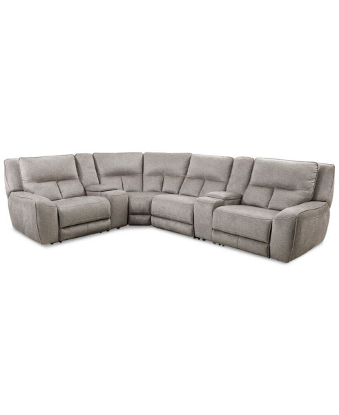 CLOSEOUT! Terrine 6-Pc. Fabric Sectional with 2 Power Motion Recliners and 2 USB Consoles, Created for Macy's