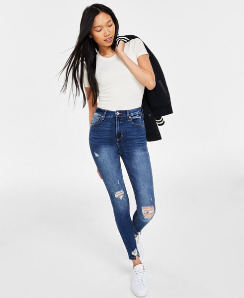 Juniors' High Rise Distressed Skinny Ankle Jeans