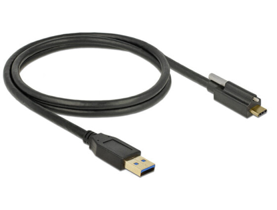 Delock 83717, 1 m, USB A, USB C, USB 3.2 Gen 2 (3.1 Gen 2), Male/Male, Black