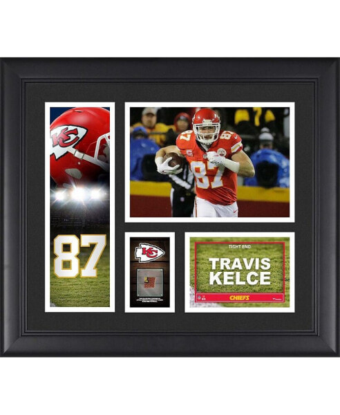 Travis Kelce Kansas City Chiefs Framed 15" x 17" Player Collage with a Piece of Game-Used Football